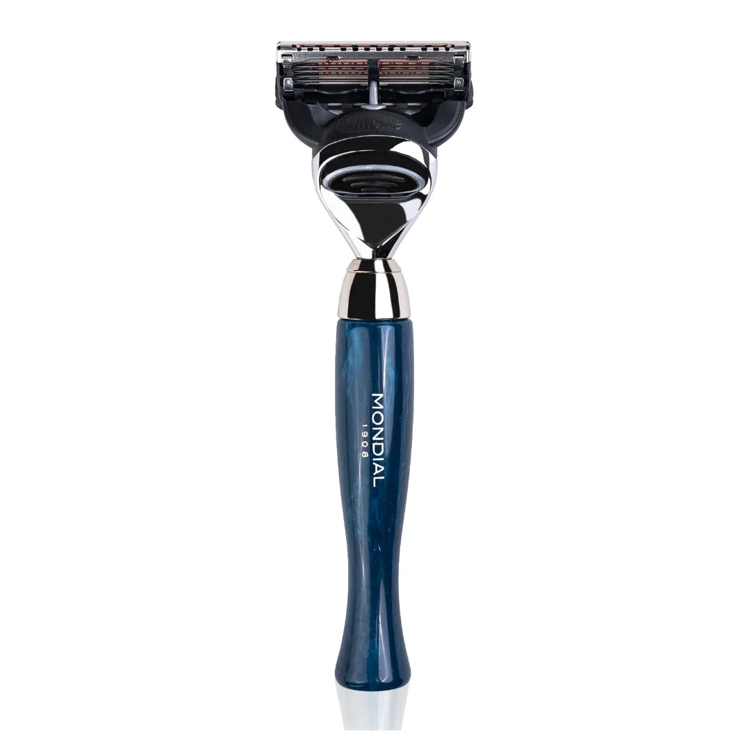 3-Piece Wet Shaving Set: 'Heritage' Axolute Blue Resin with Bergamot - Image 3